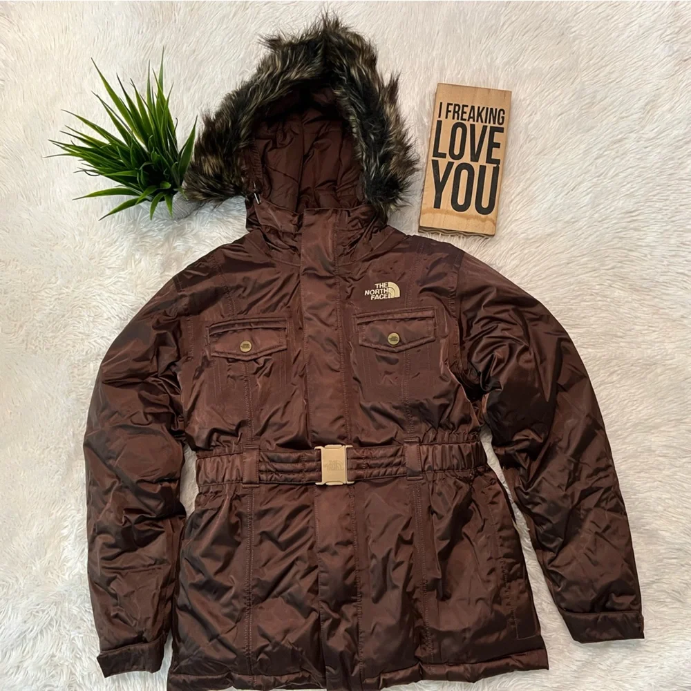 The North Face 550 HyVent Down Fill Hooded Belted Jacket/Coat - Size M 10-12